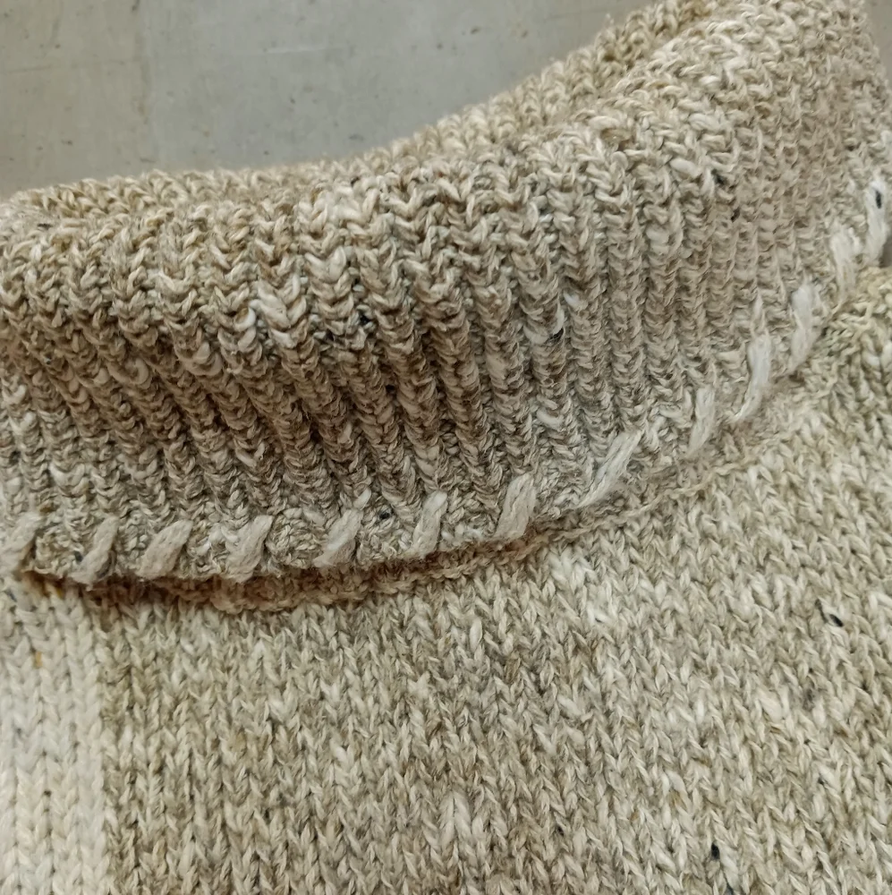 Lizwear Vintage Slub & Marled Yarn Cotton Blend Oversized Turtleneck Sweater